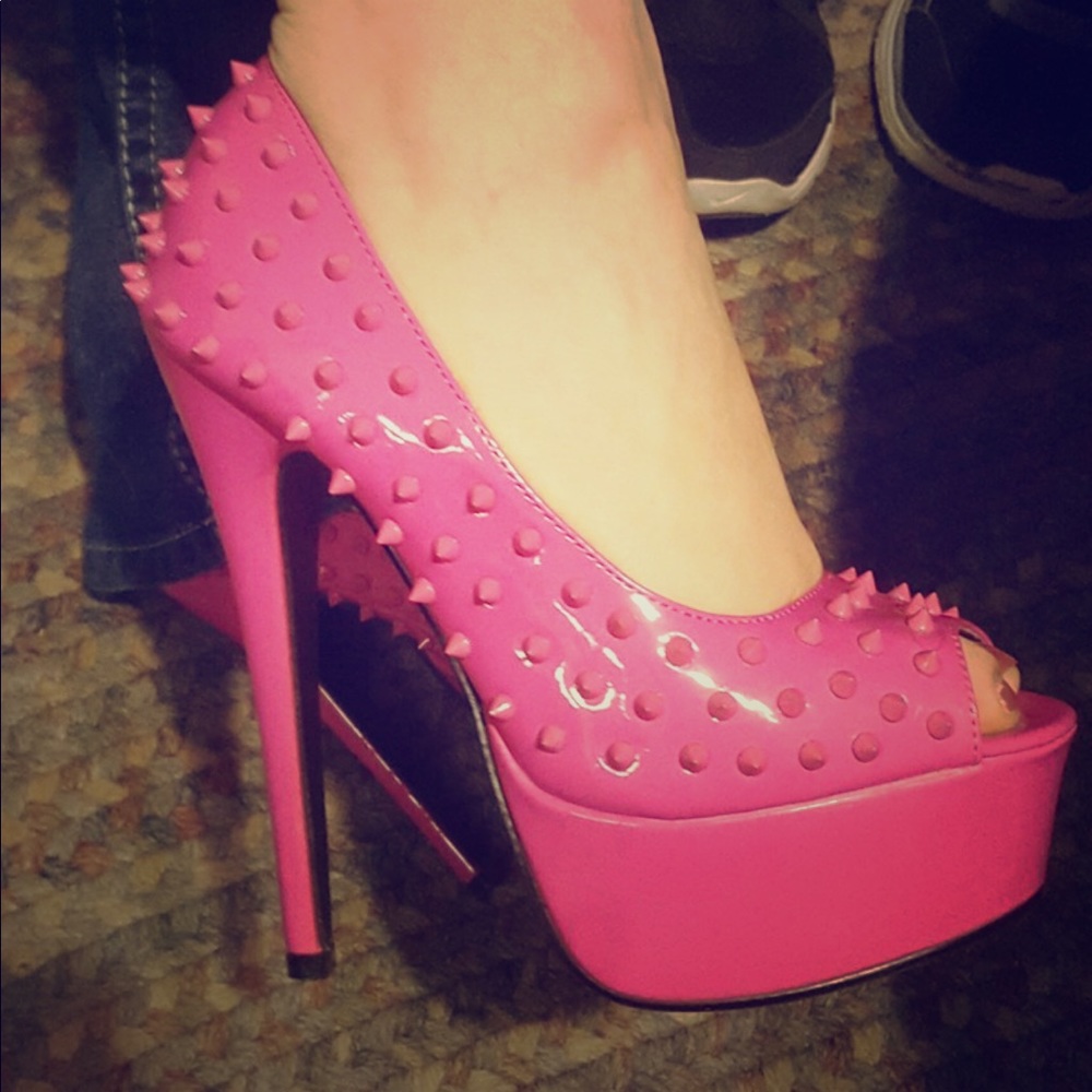 Pink spiked heels
